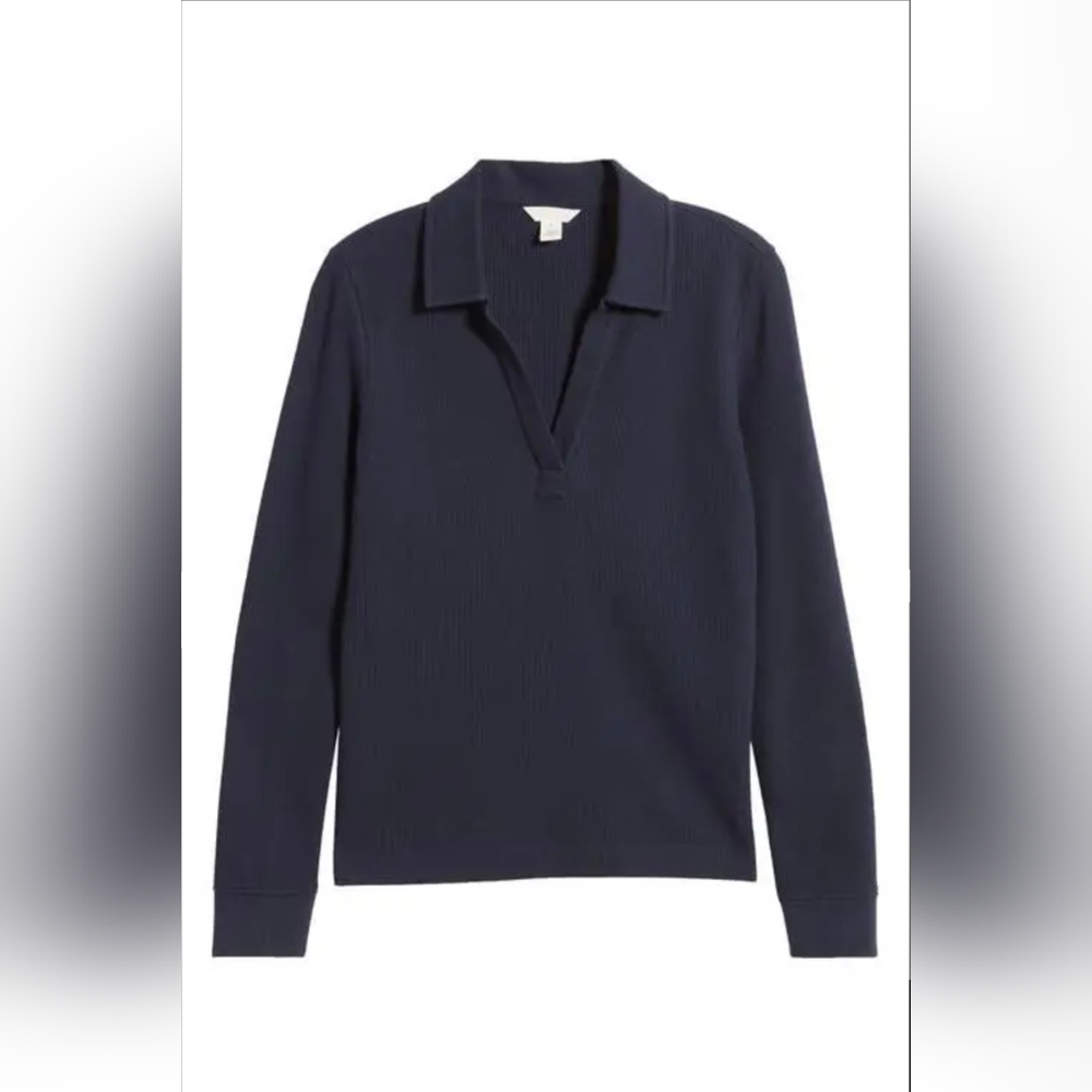 Caslon Waffle Thermal Polo - Navy Blue - Size S